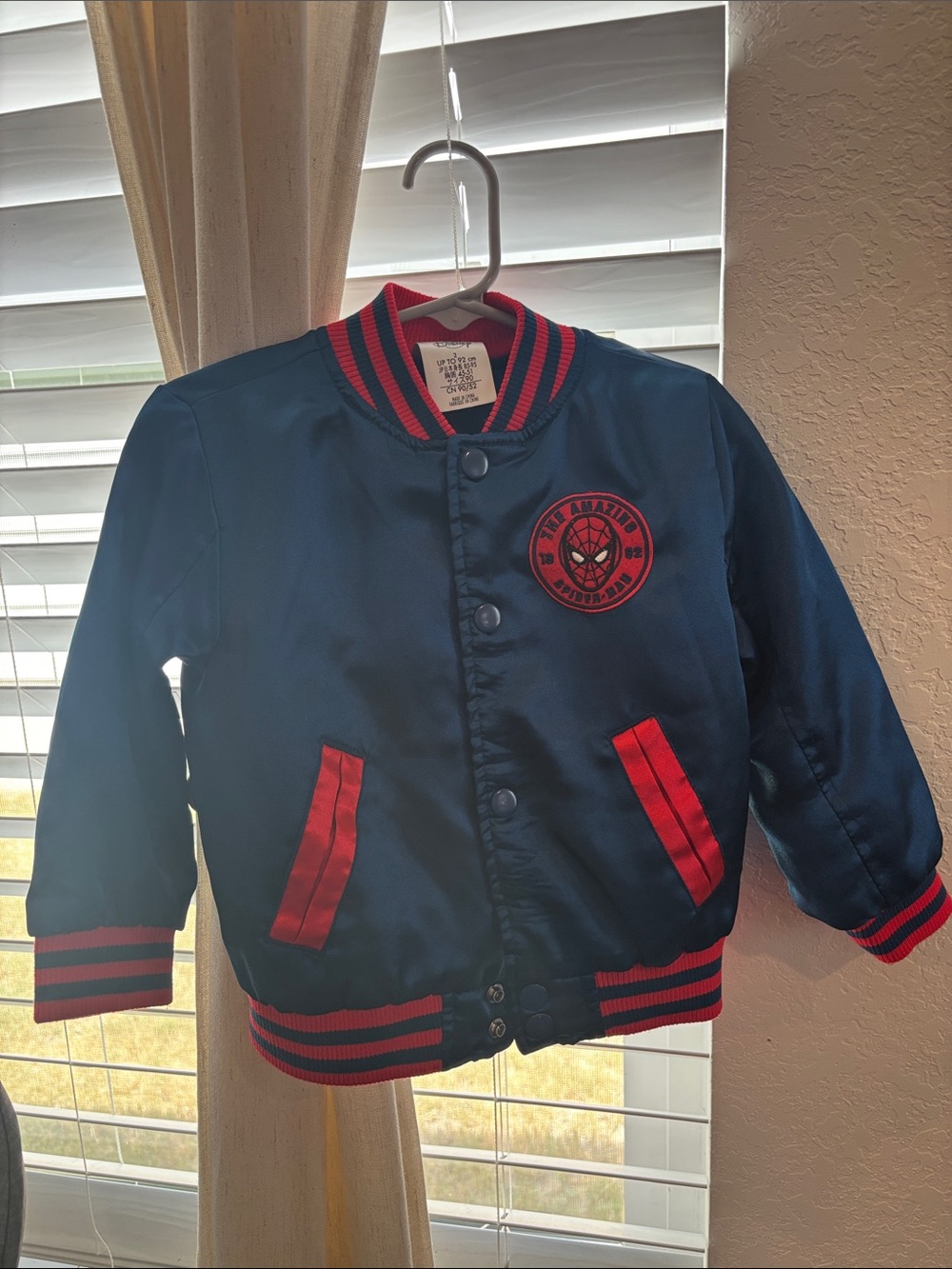 Satin Disney Navy and Red Spider-Man Kids Bomber Jacket